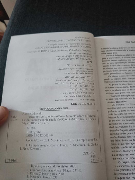 Livro Física – Um Curso Universitário (Alonso & Finn) – Volume I & II