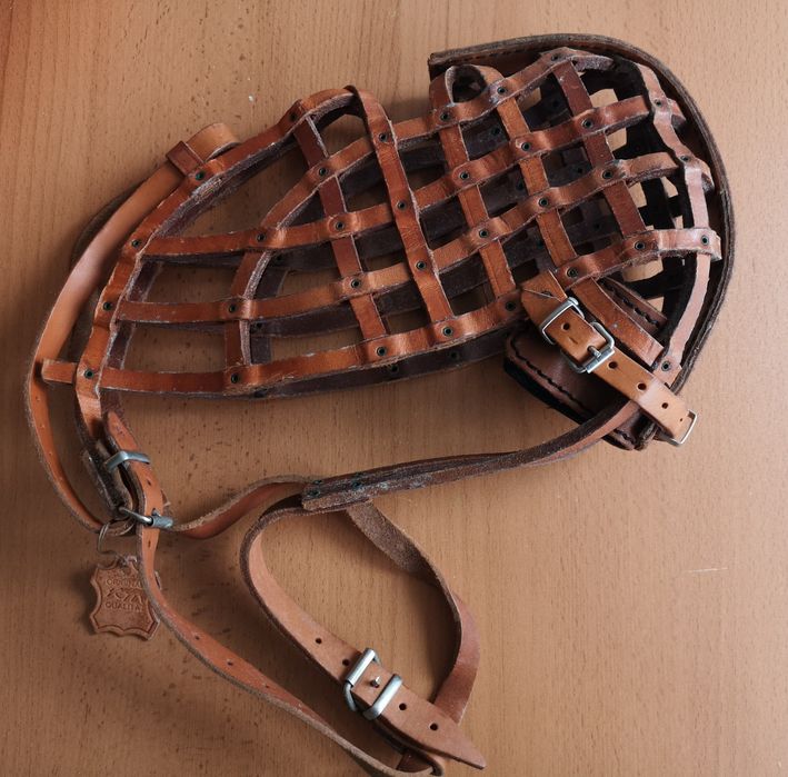 Açaime em couro entrançado para cão