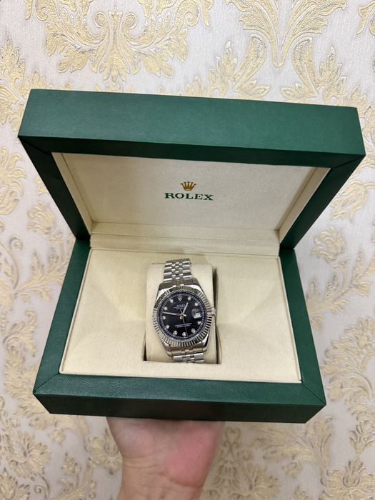 Годинник Rolex, чорний з камінцями, ідеальний подарунок