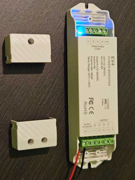 EV4 Power Repeater wzmacniacz LED 12-36V DC 20A 4x5A - RGB+W