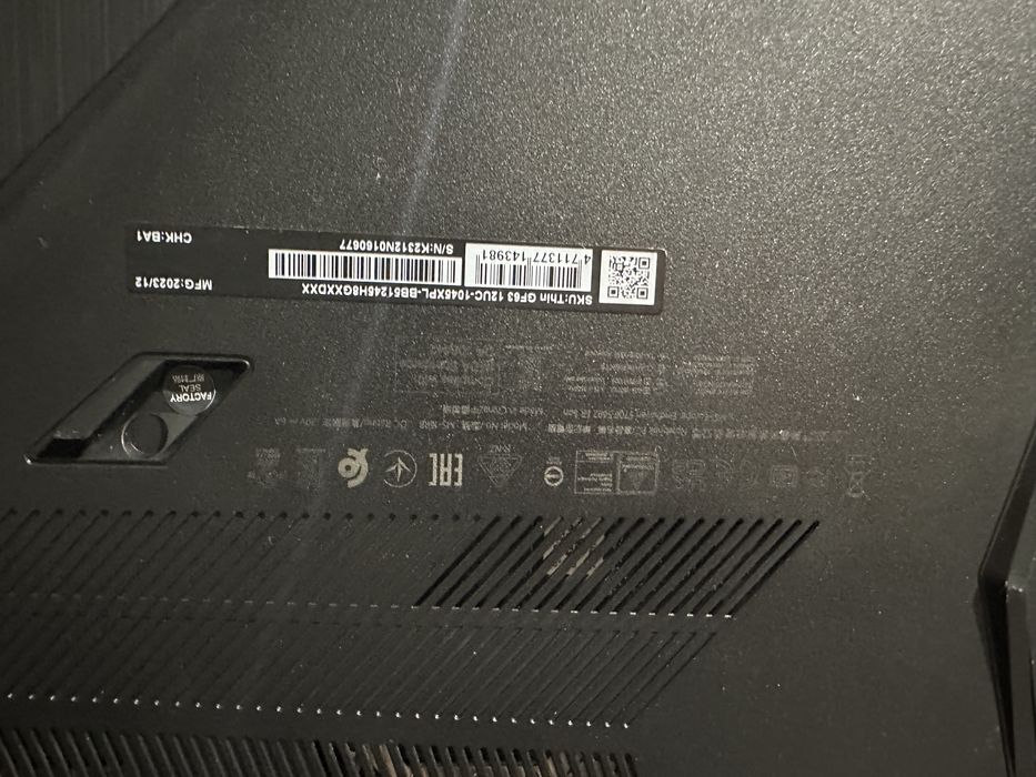 Laptop Msi thin gf63 12uc, laptop rtx 3050 i5-12450h