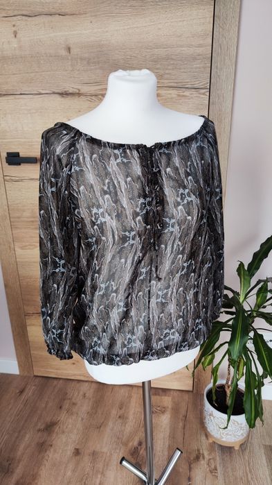Mgiełka bluzka półprzezroczysta boho wężowa skóra impreza Amisu XS