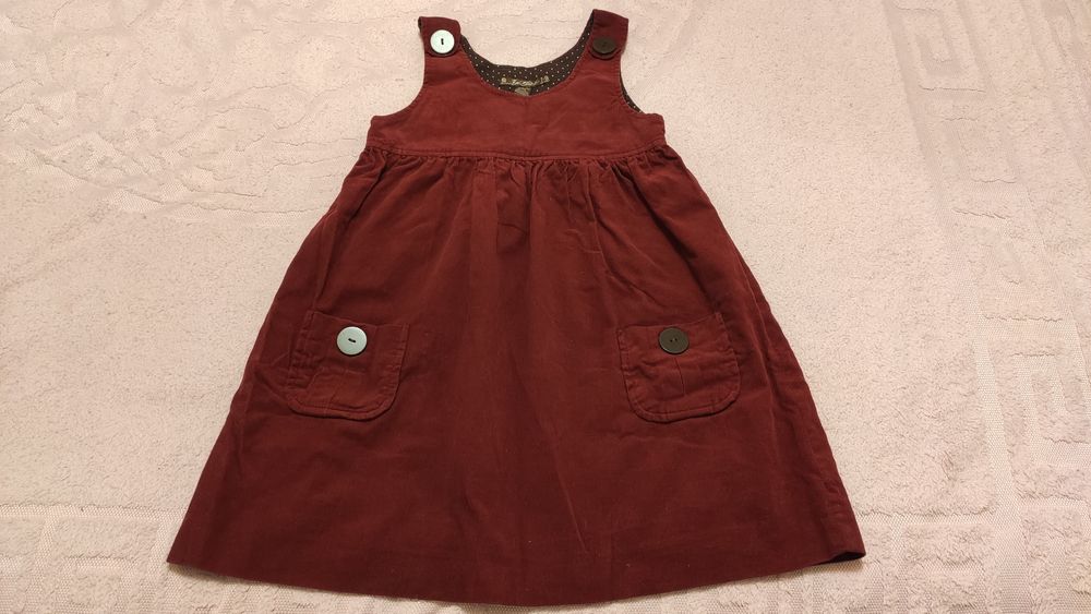 Стильный бордовый вельветовый сарафан от 7 до 9л. в отличном состоянии