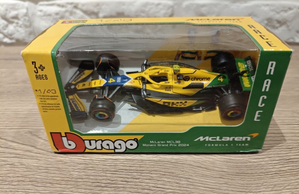 Bburago McLaren MCL38 GP Monaco F1 2024 #4 Norris 1:43