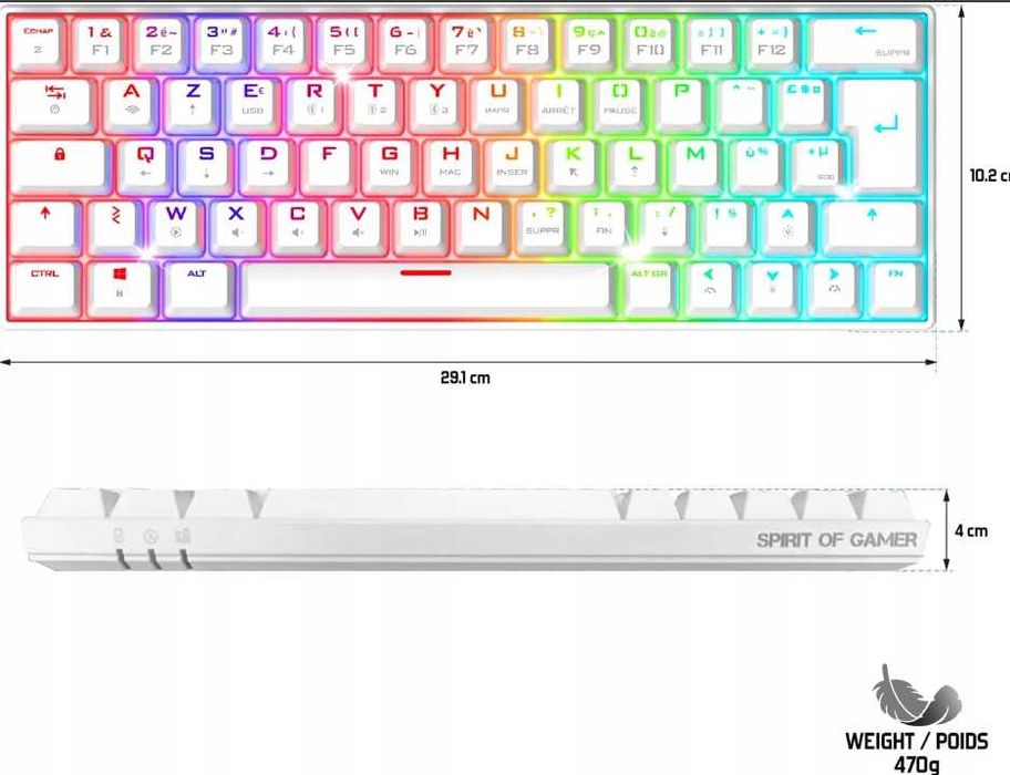Spirit Of Gamer XPERT K200 Bezprzewodowa RGB klawiatura gaming AZERTY