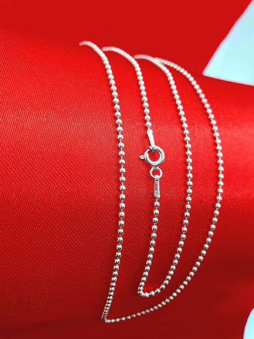 Łańcuszek srebrny pr.925 55cm splot kulkowy kulki