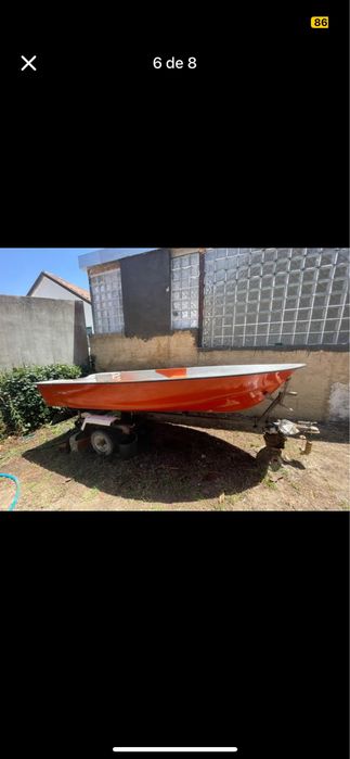 Barco Fibra 3,4m motor 8cv, atrelado