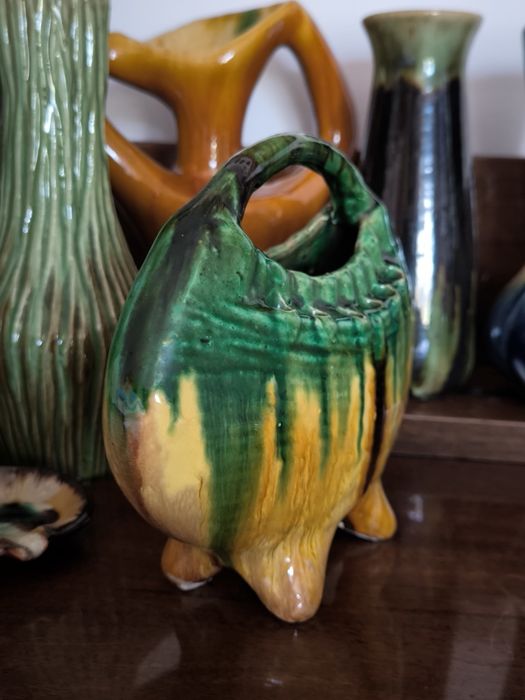 Ikebana koszyk piękna stara ceramika Krakowska