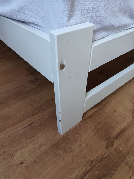 Rama łóżka ze stelażem 160x200, drewniana, biała