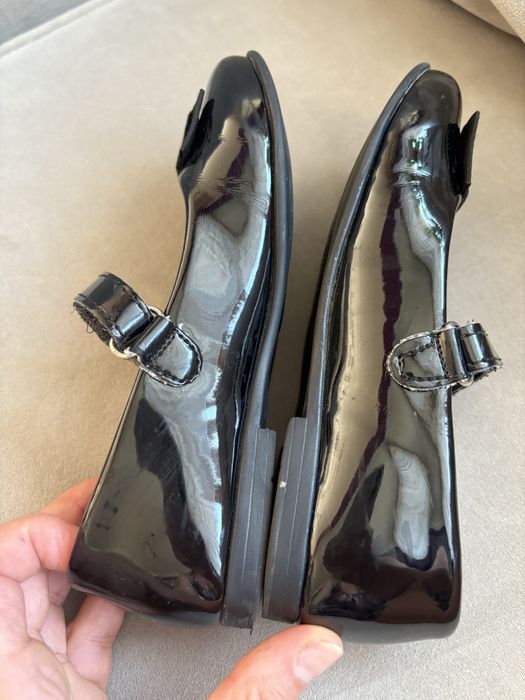 Kornecki lakierki skorzane buty wizytowe  baleriny balerinki czarne 30