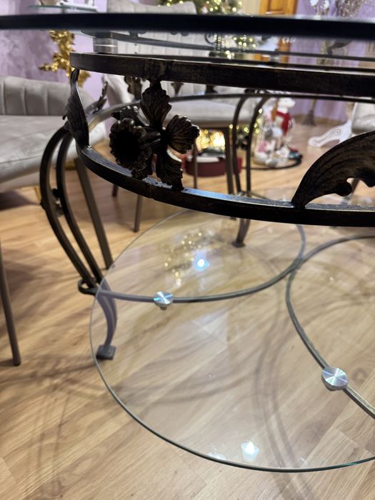 Кований скляний столик