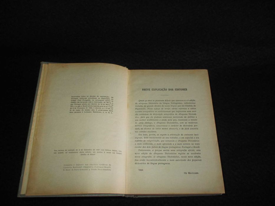 Livro Pequeno Dicionário da Língua Portuguesa Cândido de Figueiredo