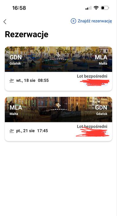 Sprzedam lot Ryanair na Maltę dla 2 osób (18–21.08)