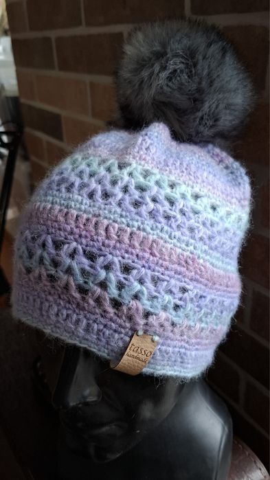 Ażurowa, ciepła czapka handmade