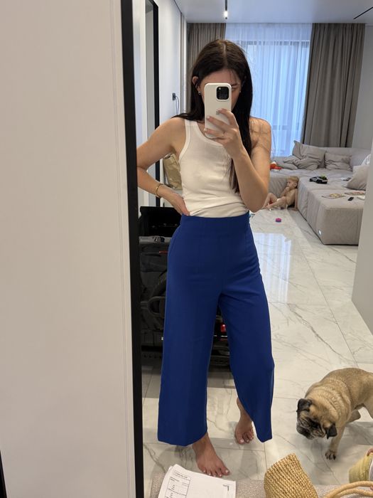 Яскраво сині  брюки кюлоти zara