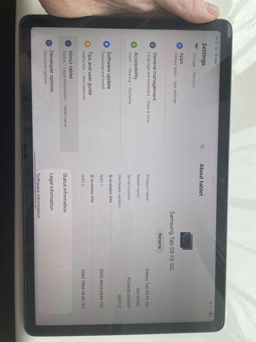 Планшет Samsung Galaxy Tab S9fe 5G
