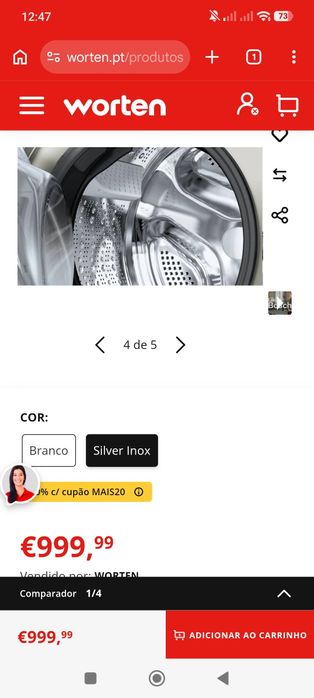 Máquina de Lavar e Secar Roupa BOSCH WNA1341XES (5/9 kg - 1400 rpm