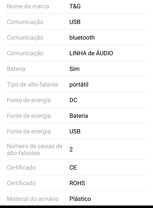 Coluna Bluetooth TG