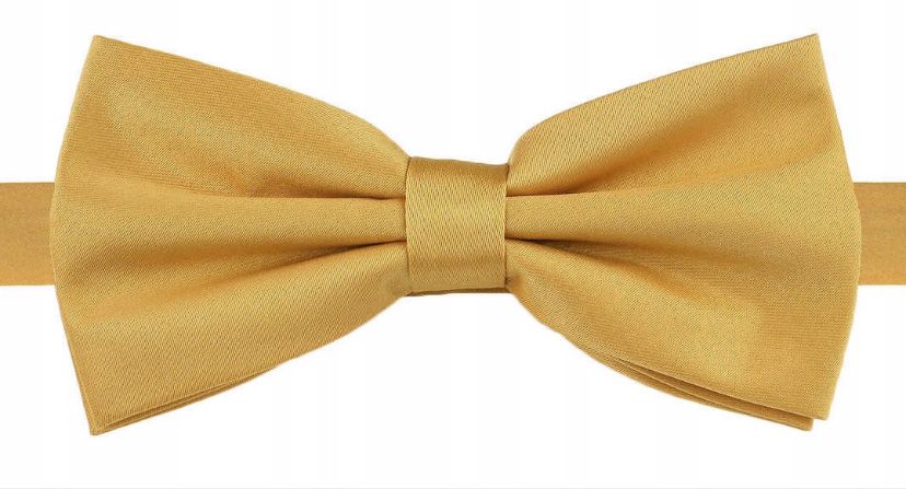 Mucha męska beżowa ecru / złota klasyczna gładka NOWA muszka