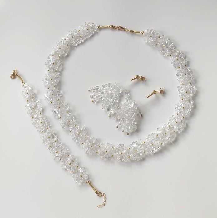 Kryształ górski - srebro - biżuteria ślubna