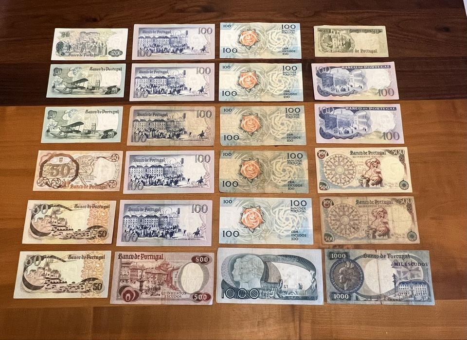 Lote de 24 Notas Escudos de Portugal (1964-1988)