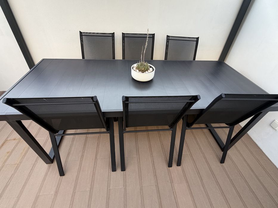 Mesa de Refeição para Exterior/Jardim (Mesa) - cinz esc, 224x93 cm