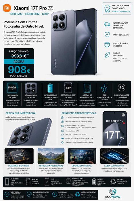 EN Xiaomi 17T Pro 5G 12GB 512GB 6.83"