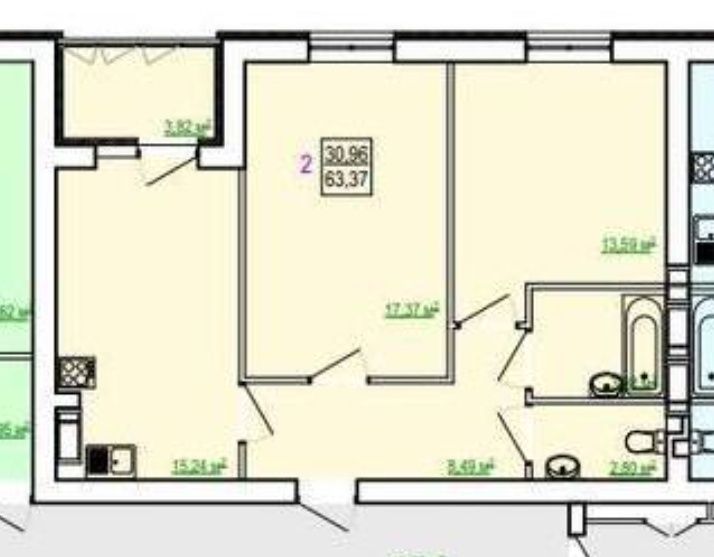 Квартира 2-комнатная ЖК Сказка-Лучшая планировка и цена 63м2