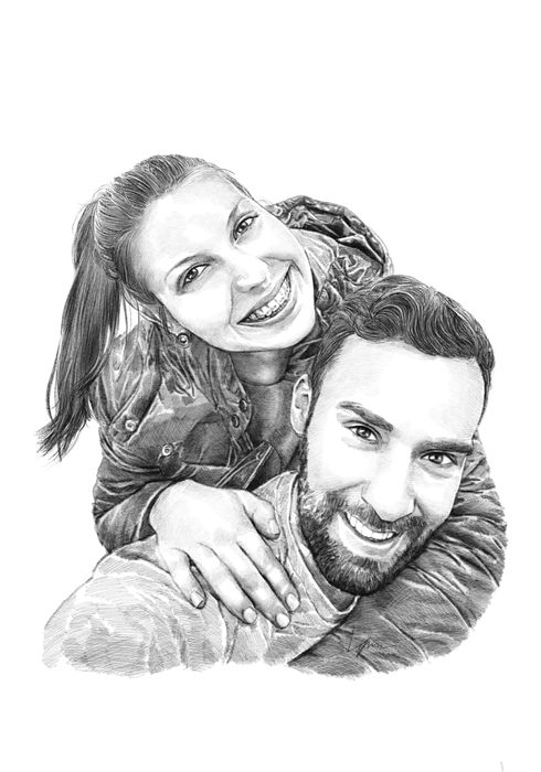 Desenho retratos realistas a lápis carvão a partir da sua foto