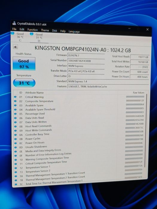SSD de 1TB - Kingston PCIe Gen4