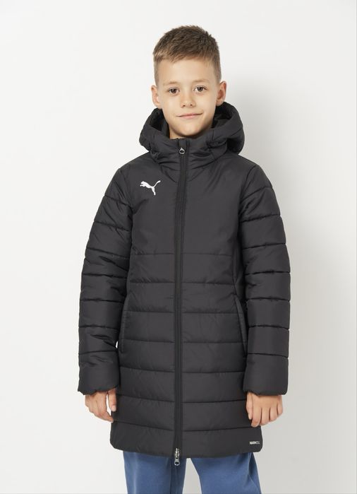 Подростковая демисезонная стеганая длинная куртка Puma teamFINAL 65874103 146-152 см Puma Black-Puma Silver
