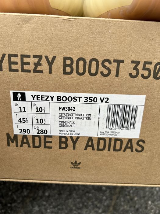 Adidas Yeezy Boost 350 V2 Citrin sneakersy niskie szare 45 1/3