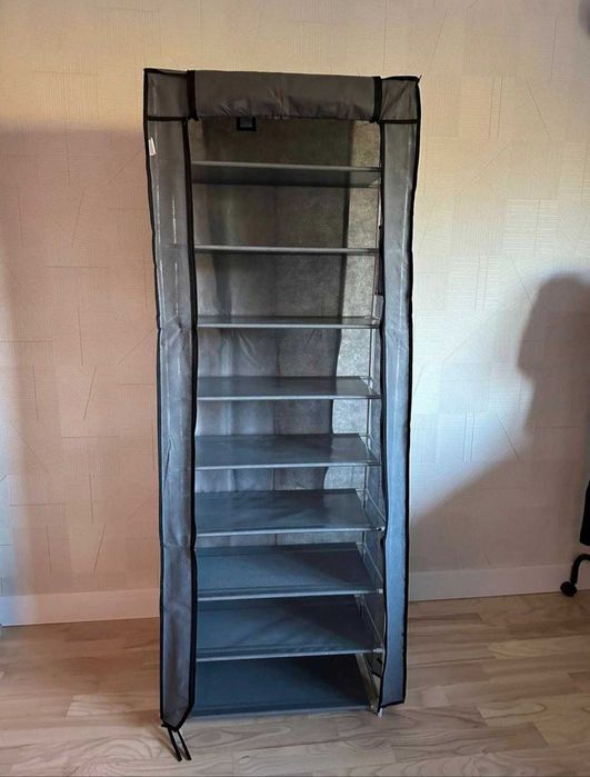 Pojemny Półki Wytrzymały Organizer do Garderoba Materiałowy Szary