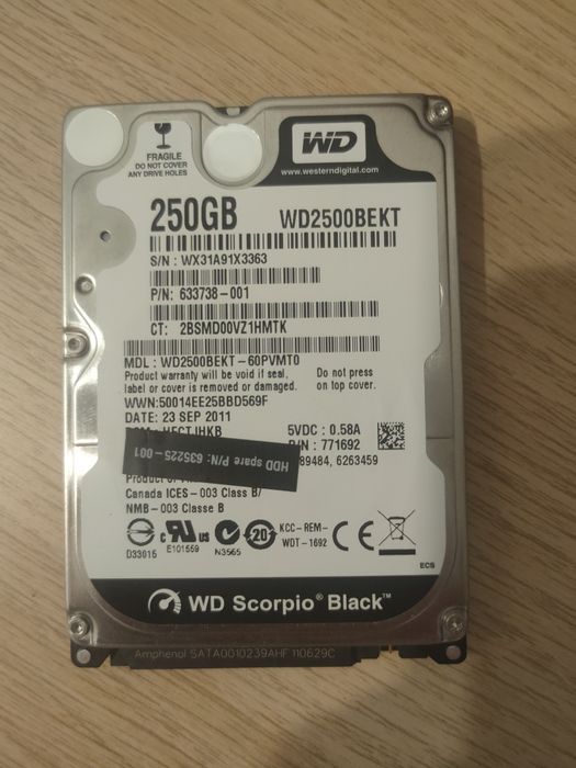 HDD WD Scorpio Black 250Gb 2.5"