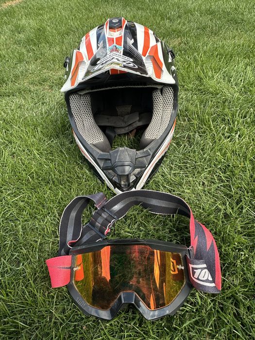 Kask męski + google M 57-58 motocykl quad