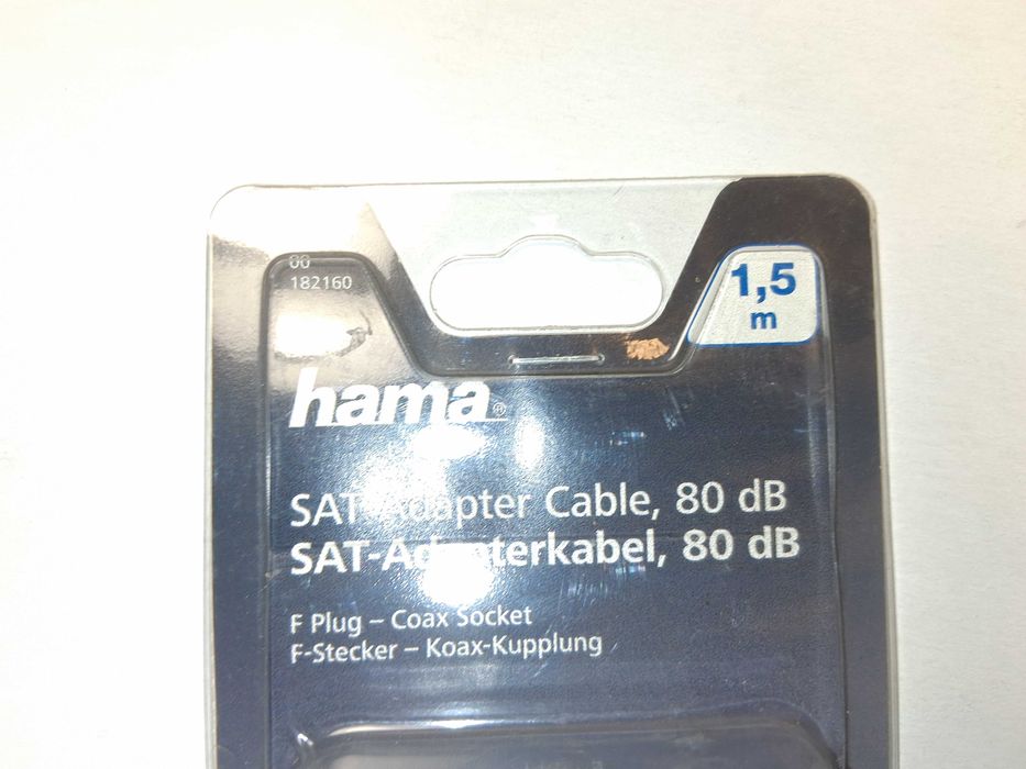 N262 Kabel Antenowy SAT Hama Adapter F-Plug Coax Socket 1,5m 80dB
