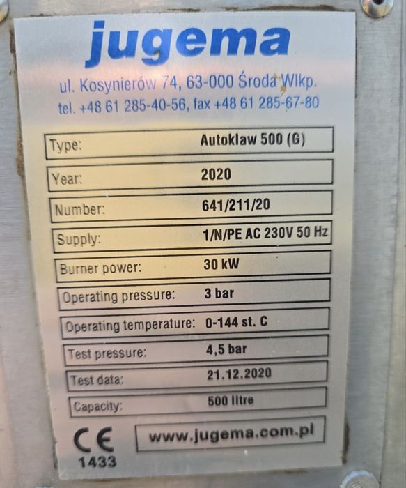 Autoklaw | Pasteryzator przemysłowy do Sterylizacji puszek i słoików