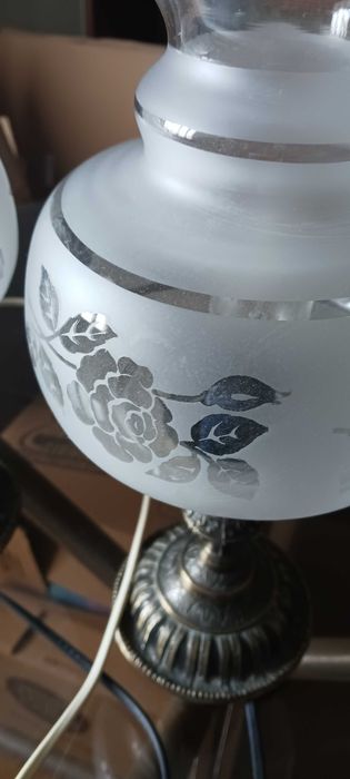 Conjunto de candeeiros com abajour de vidro