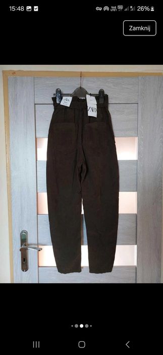 Spodnie baggy z ala zdobnego sztruksu Zara