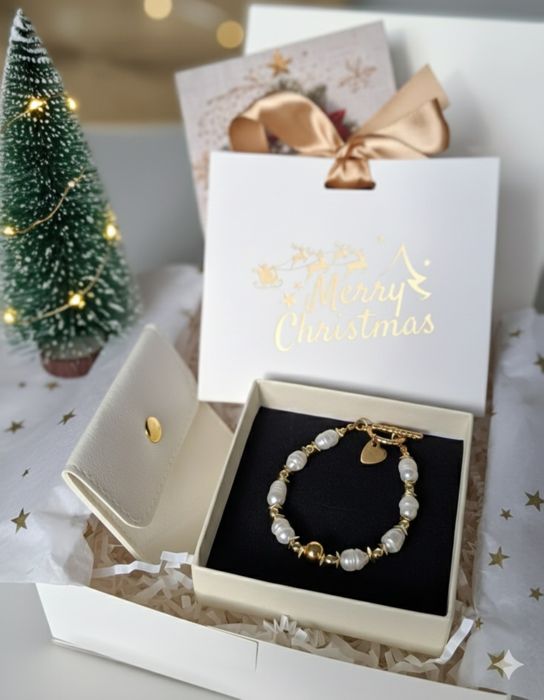 Bransoletka pozłacana z pereł