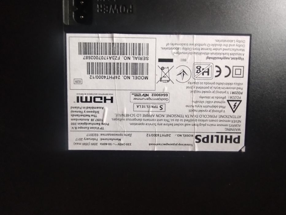 TV 24" Philips 24PHT4000/12+ dekoder DVB T2 gratis!