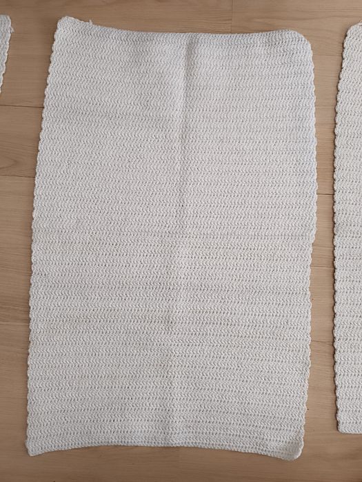 Conjunto 3 Tapetes de Crochê Artesanais - Branco/Bege