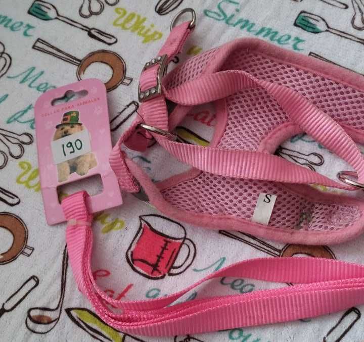 Комплект шлея-жилетка та повідець + щітка для тварин