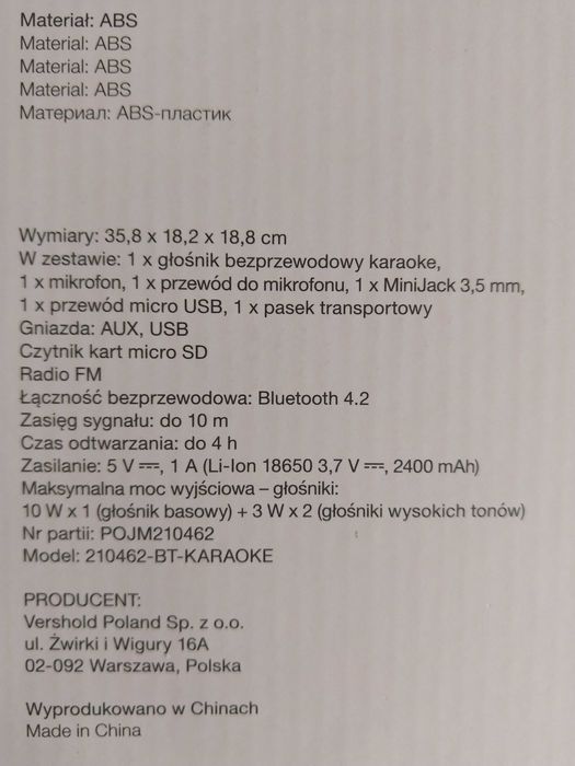 OKAZJA Głośnik bezprzewodowy karaoke z mikrofonem USB Bluetooth Wysyła