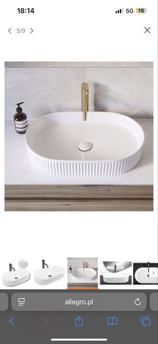 Umywalka nablatowa ryflowana