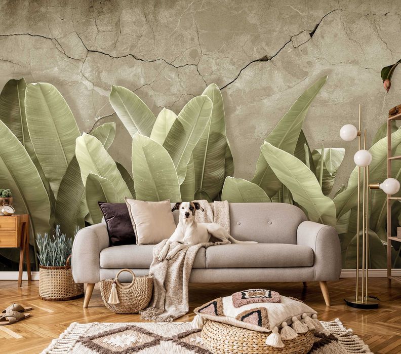 Fototapeta Do Domu Do Pokoju Boho Liście 3D Na Twój Rozmiar + KLEJ