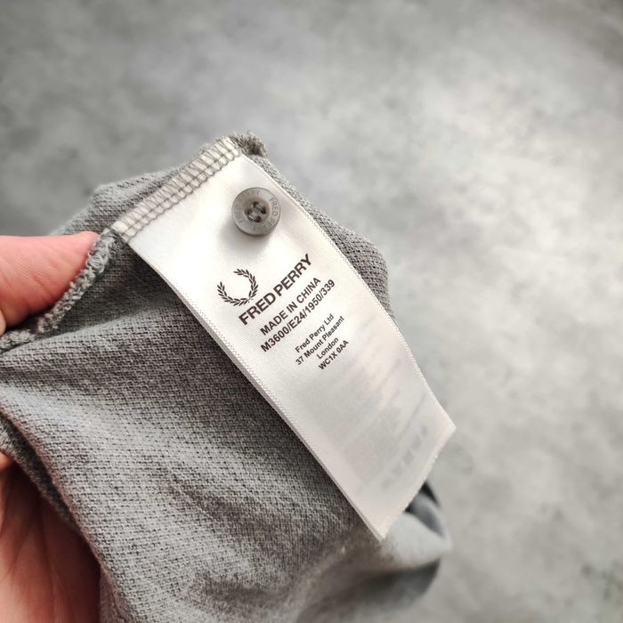 MĘSKA Koszulka PREMIUM szara Haft Logo Fred Perry Bawełna Elegancka