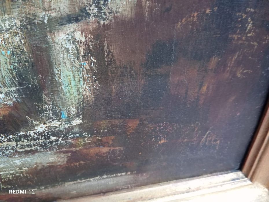 Pintura a óleo de 135x80 em bom estado pintura na tela