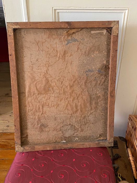 Pintura antiga, senhora, óleo sobre cartão, original, 1915