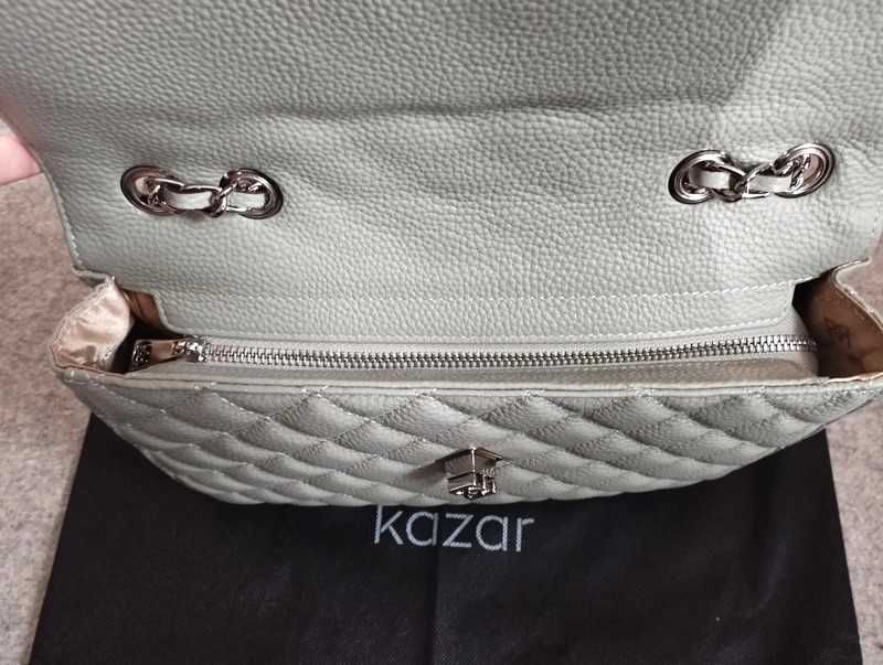 Nowa skórzana torebka na łańcuszku pasku pikowana Kazar